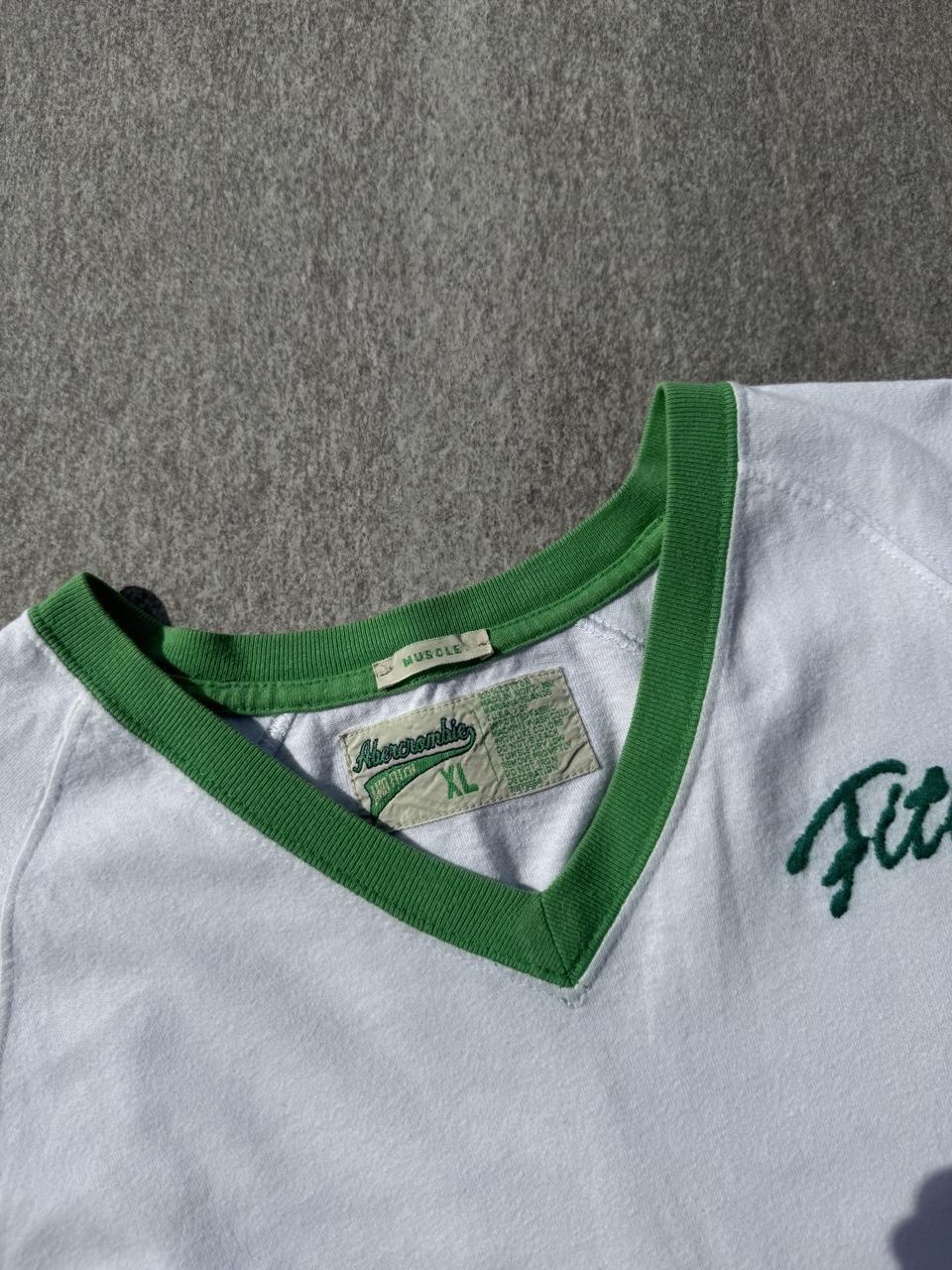 Vintage 90s Abercrombie & Fitch #92 Athletics Football Jersey T-Shirt – White & Green – Size XL – Image 3 – George's Vintage