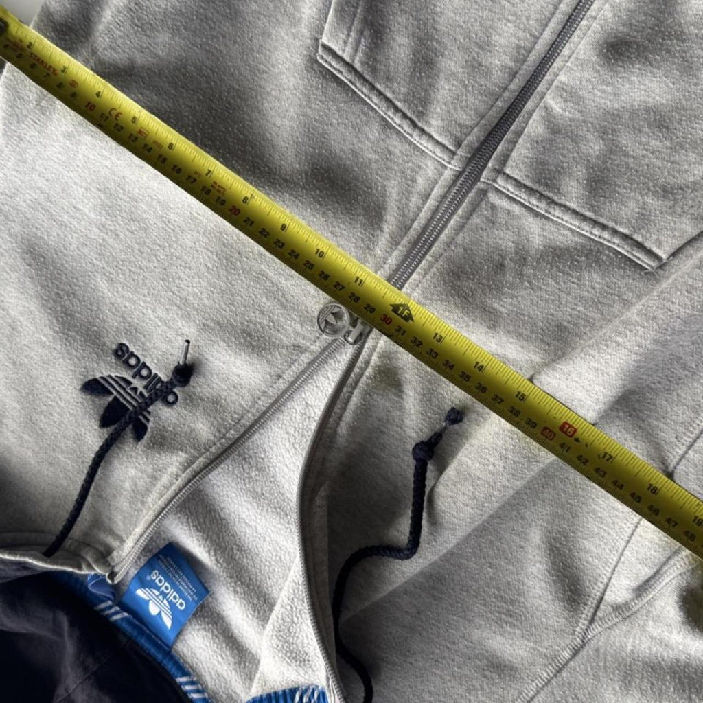 Adidas Originals 3-Stripes Trefoil Full-Zip Hoodie – Grey Marl – Size S – Image 6 – George's Vintage