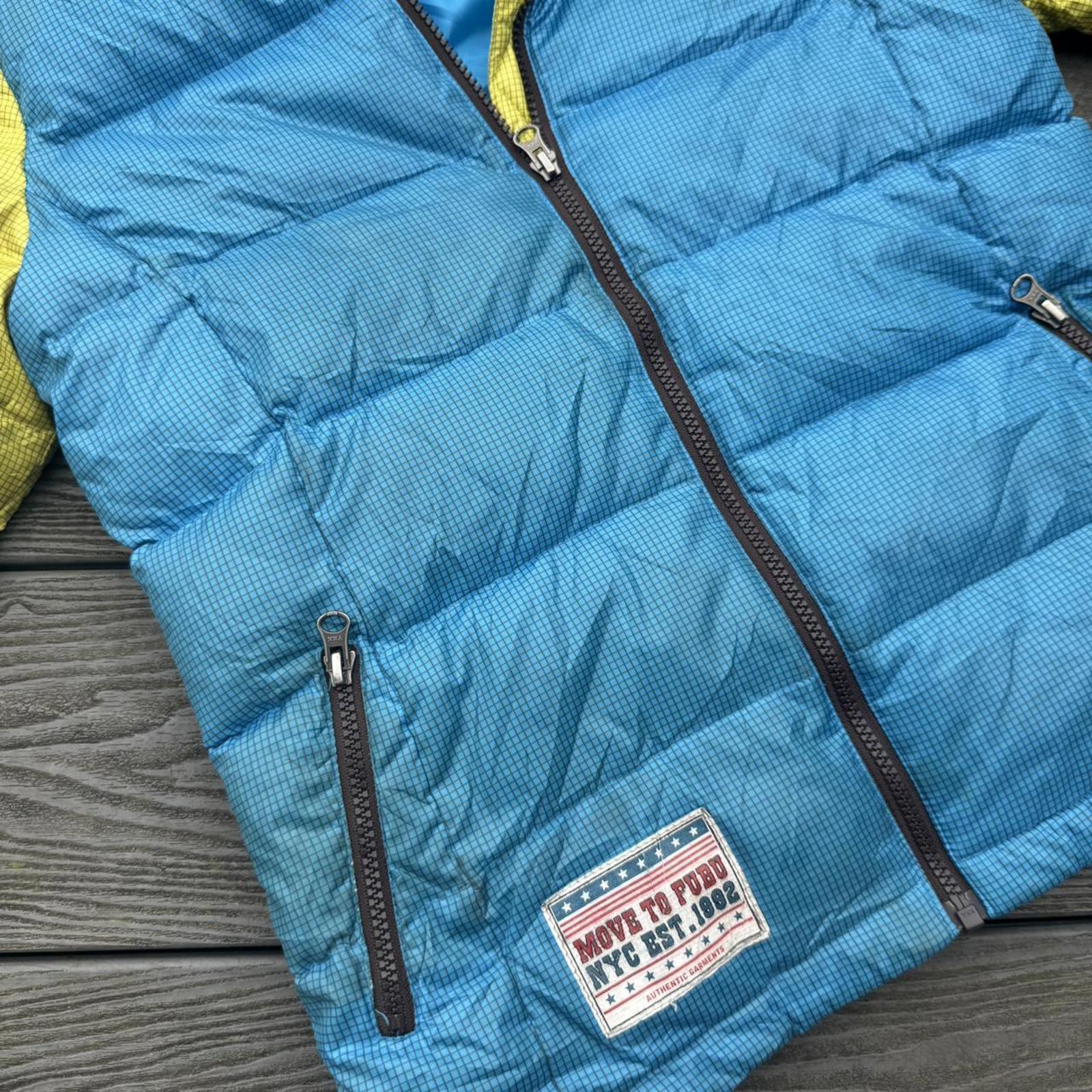 FUBU Colour Block Hooded Puffer Jacket – Blue / Yellow