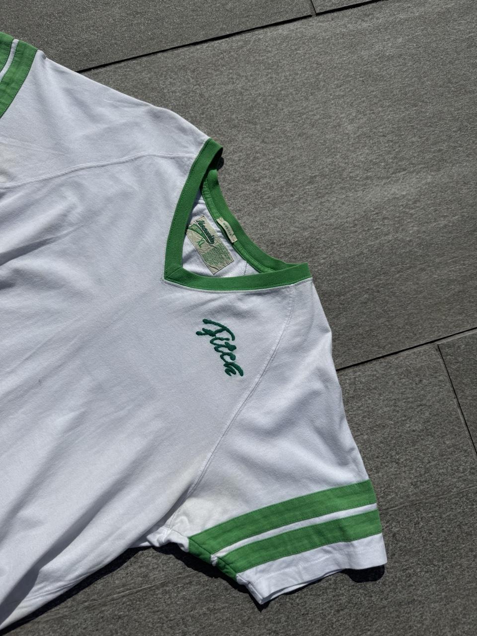 Vintage 90s Abercrombie & Fitch #92 Athletics Football Jersey T-Shirt – White & Green – Size XL – Image 2 – George's Vintage