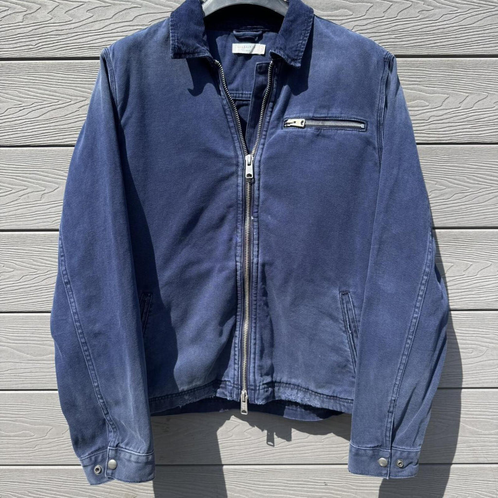 AllSaints Washed Blue Full-Zip Cotton Jacket – Size L – George's Vintage