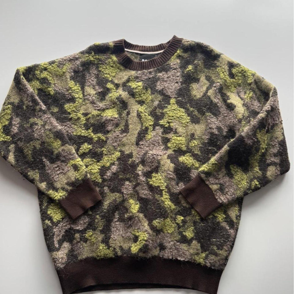 BOSS Abstract Camo Brushed Wool Knit Jumper
