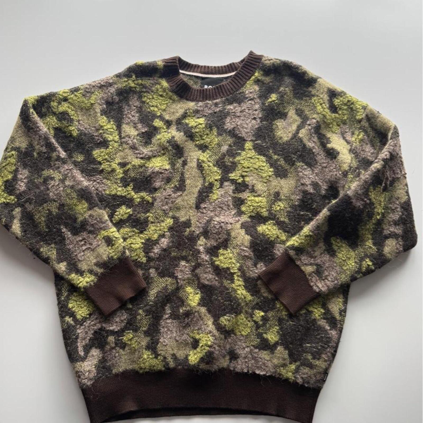 BOSS Abstract Camo Brushed Wool Knit Jumper